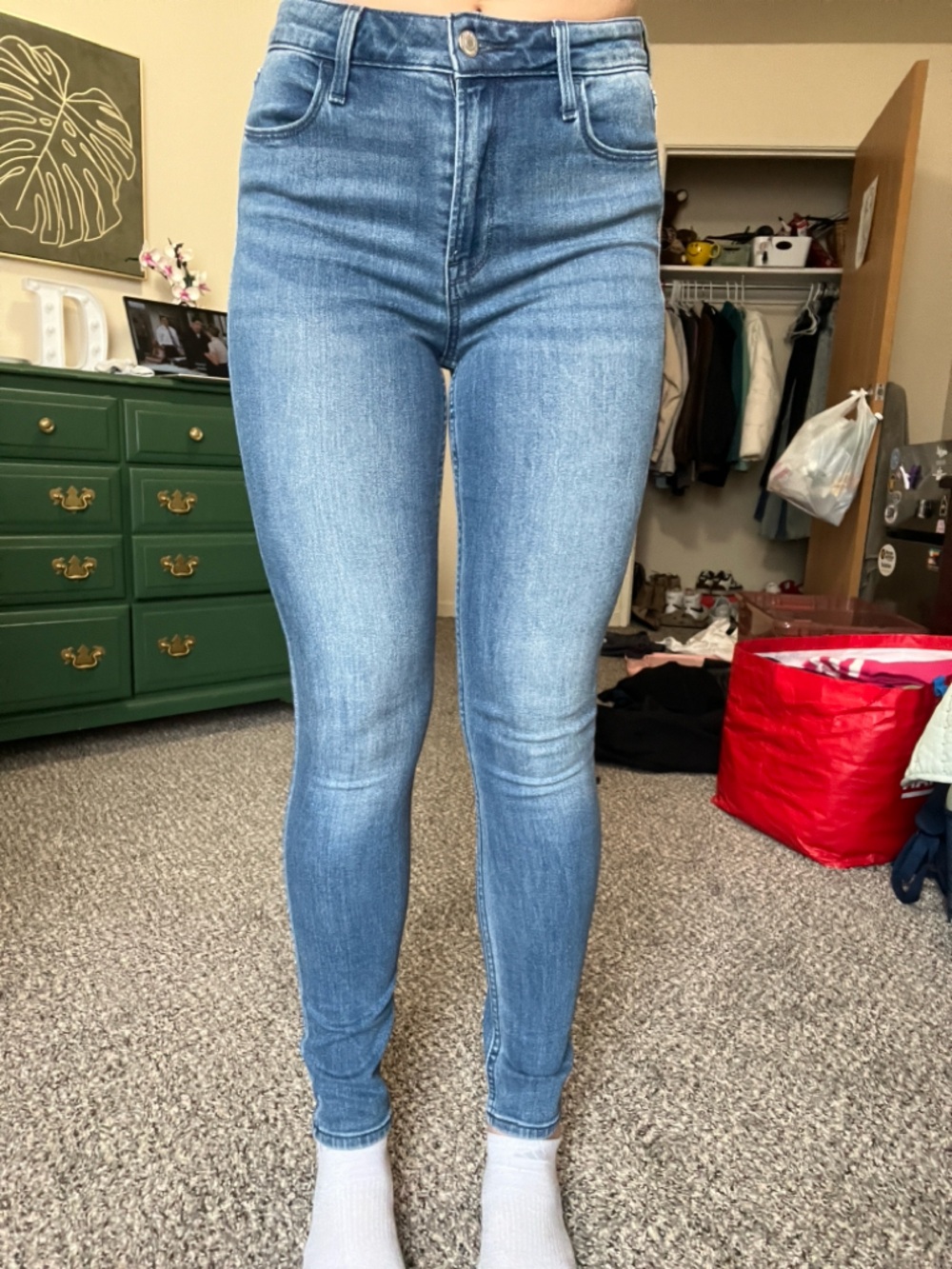 Light Blue High-Rise Skinny Jeans for Women